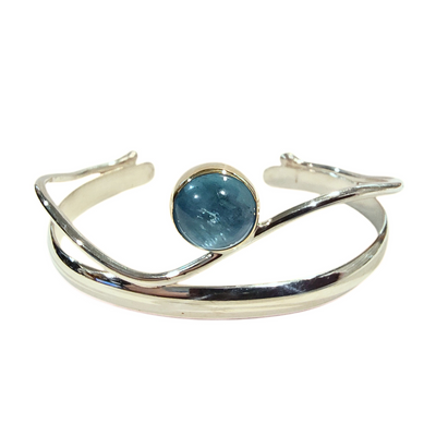 JSD-3029 Aquamarine Cuff Sterling w/ 22K