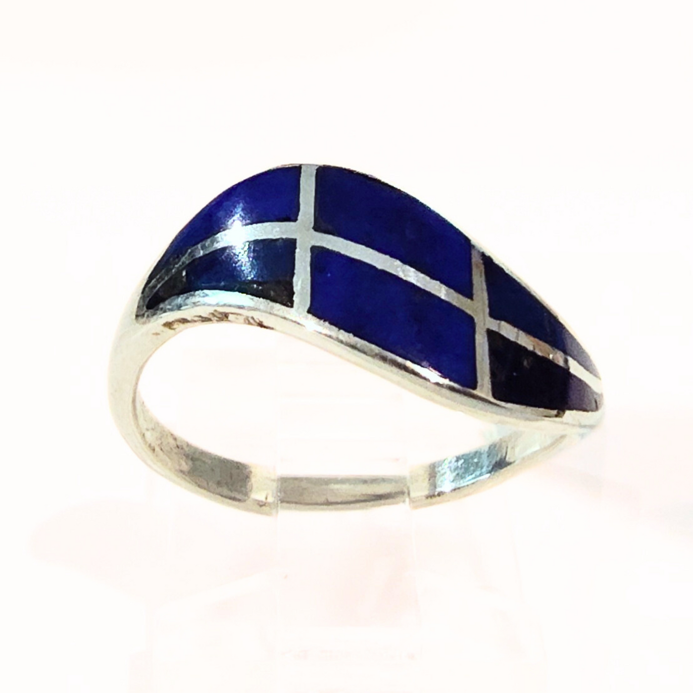 DSM-004 Inlay Lapis Sterling Ring Size 7