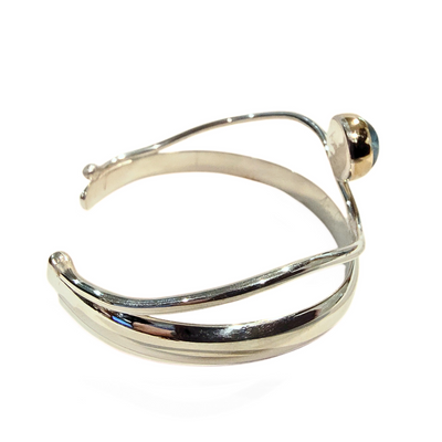 JSD-3029 Aquamarine Cuff Sterling w/ 22K