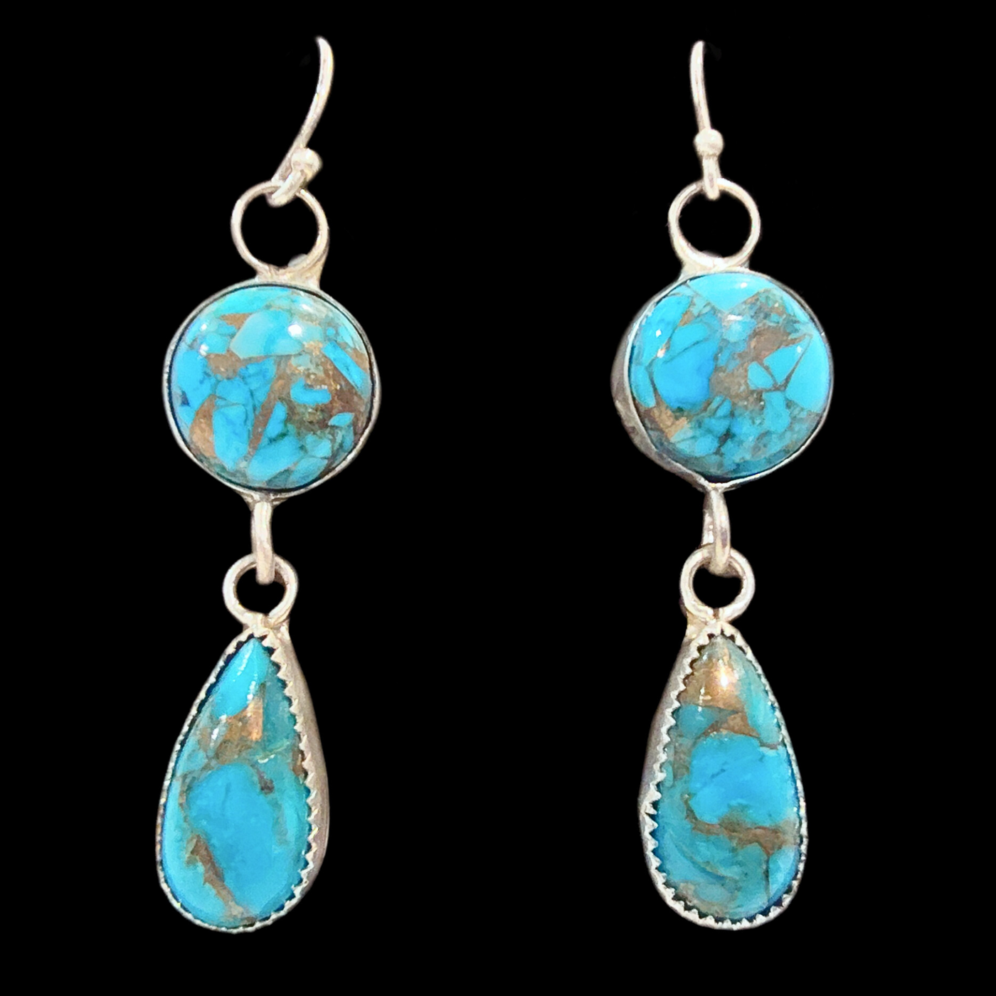 JJD-008 Turquoise Double Drop Earrings