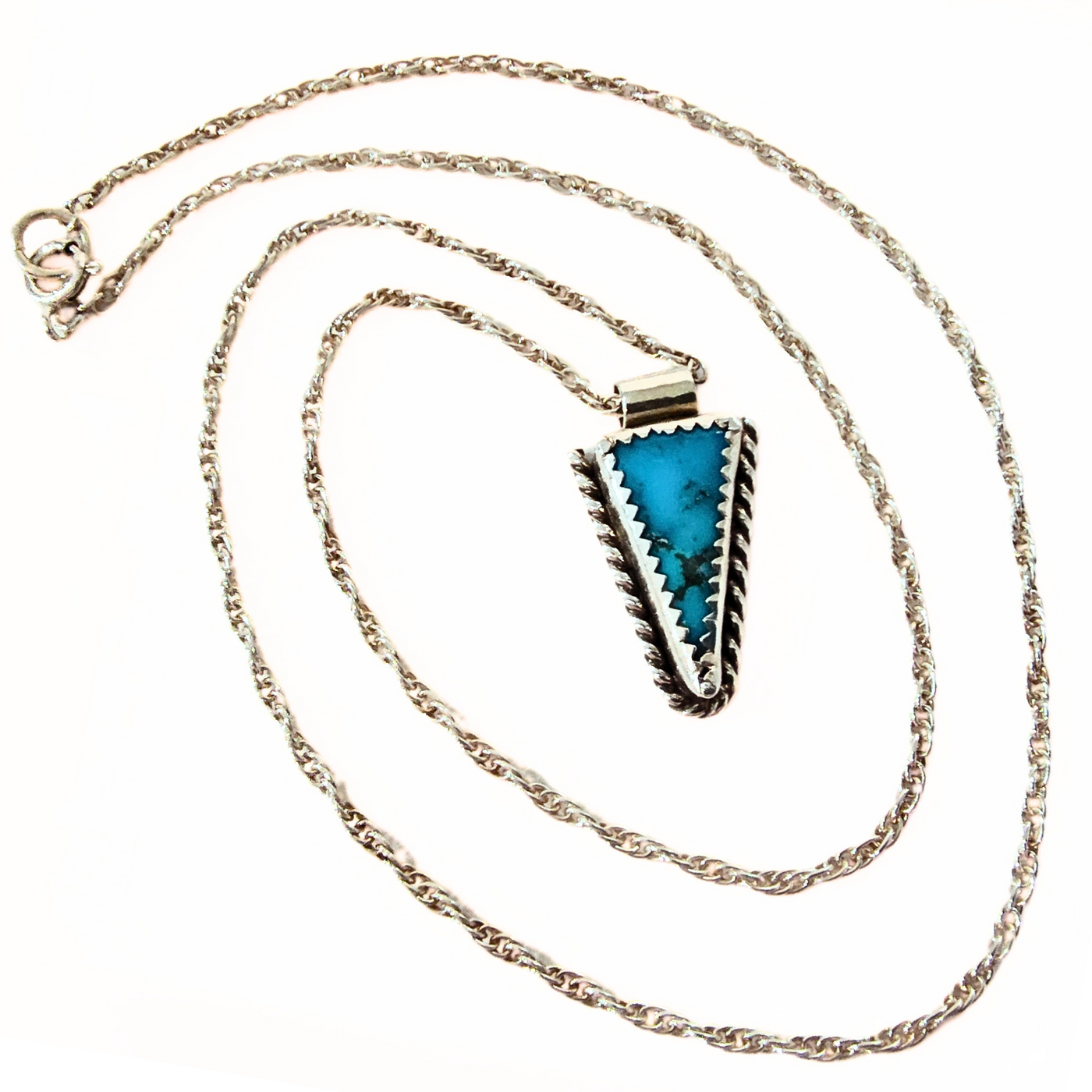 SB-005 Turquoise SS Triangle Pendant