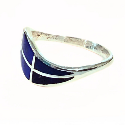 DSM-004 Inlay Lapis Sterling Ring Size 7
