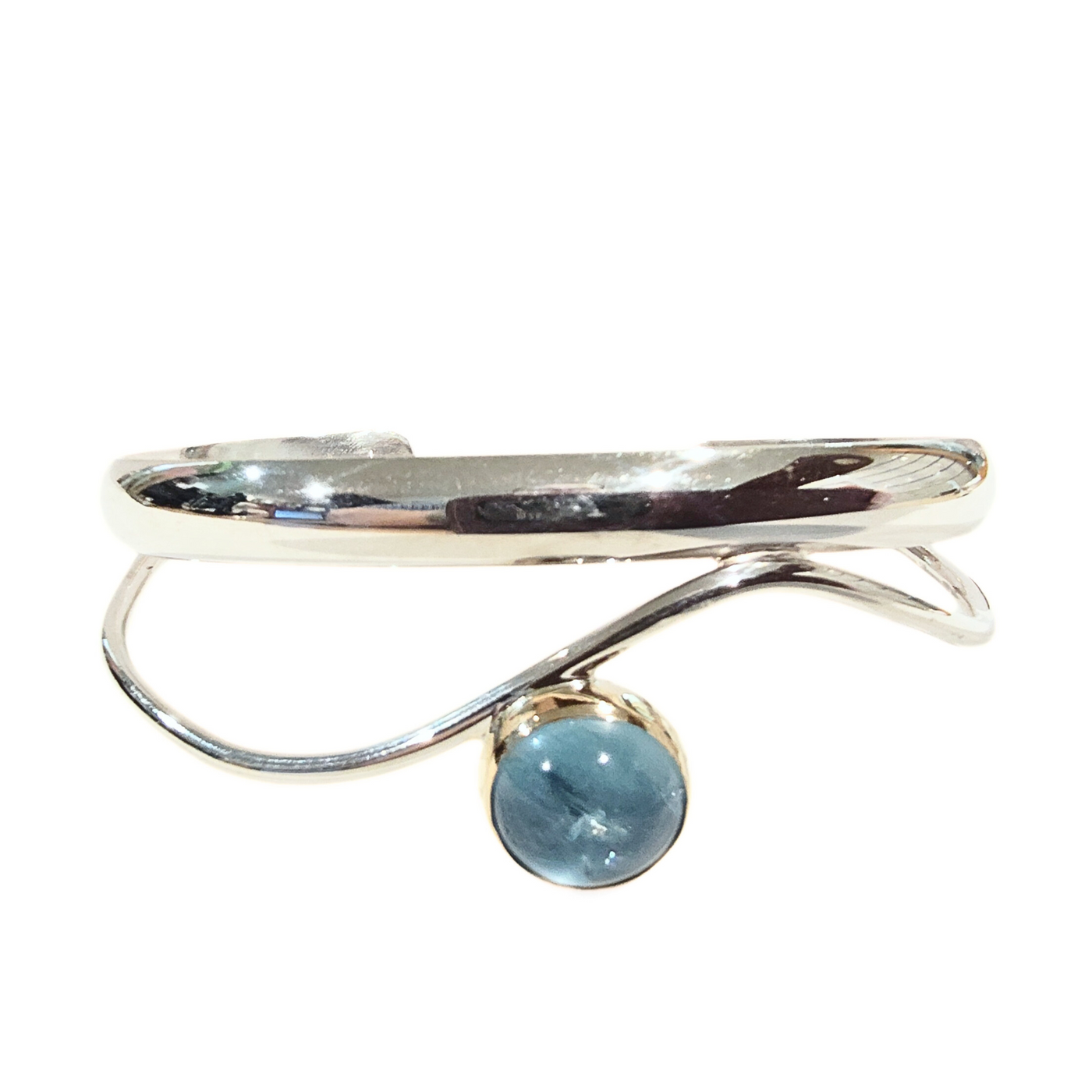 JSD-3029 Aquamarine Cuff Sterling w/ 22K