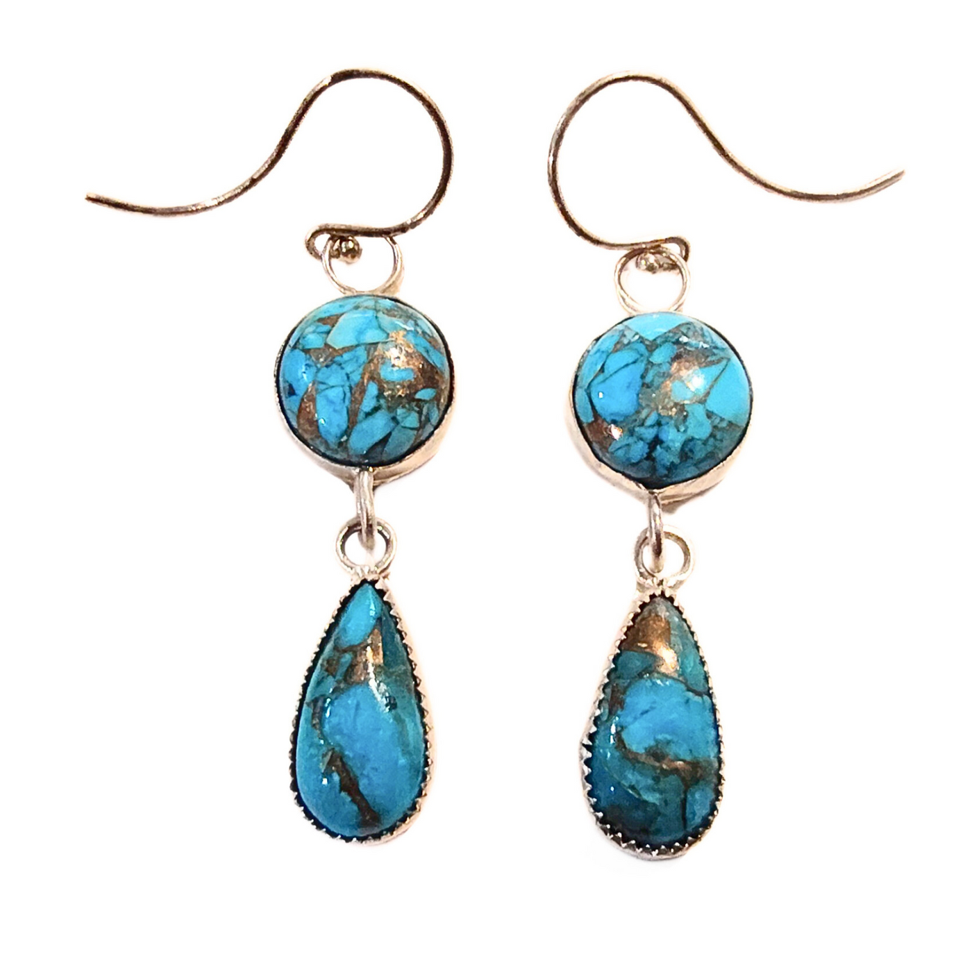 JJD-008 Turquoise Double Drop Earrings
