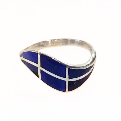 DSM-004 Inlay Lapis Sterling Ring Size 7