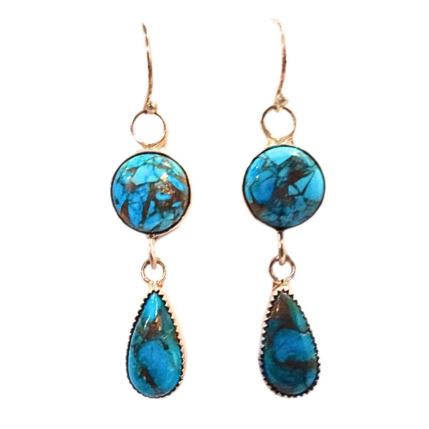 JJD-008 Turquoise Double Drop Earrings