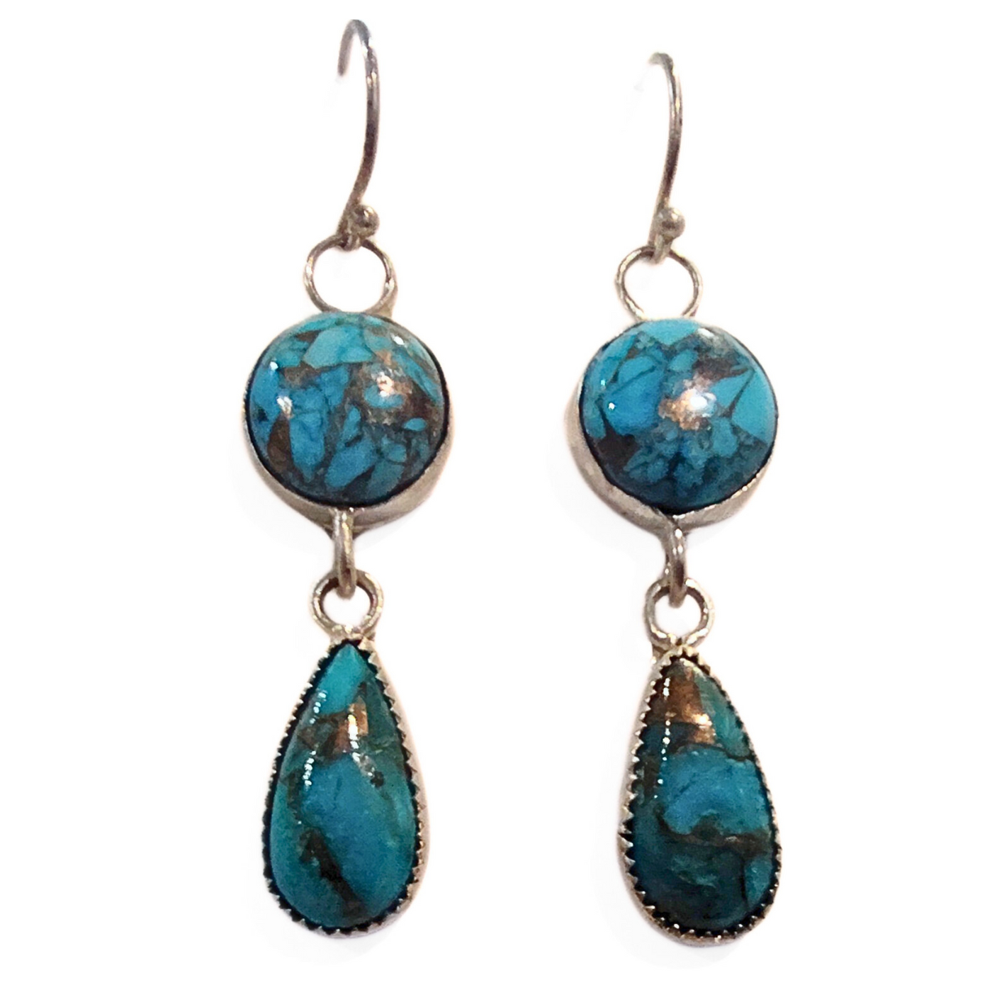 JJD-008 Turquoise Double Drop Earrings