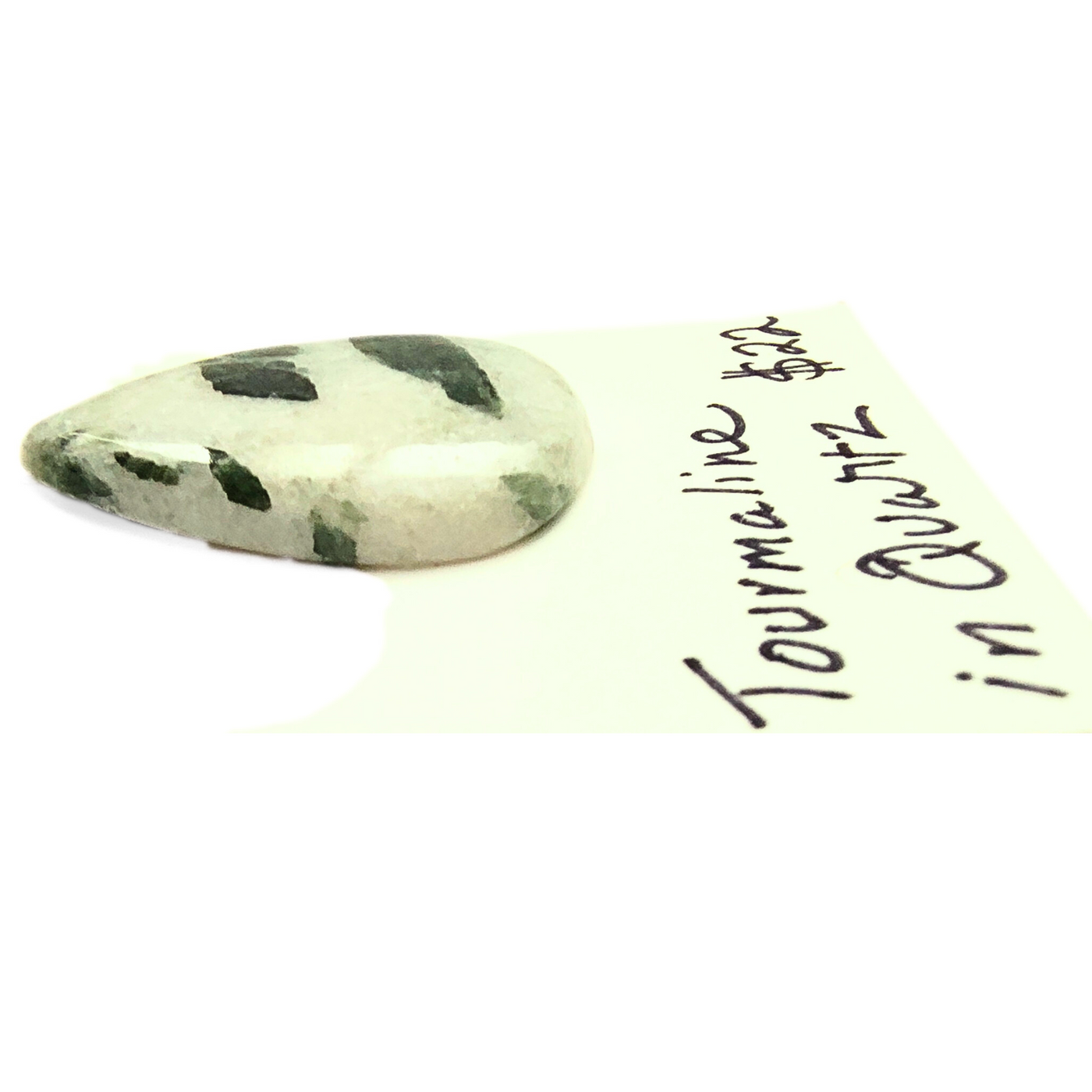 QZT-1000 Quartz with Green Tourmaline Cabochon