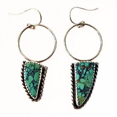SB-008 Asymmetrical Turquoise SS Earrings