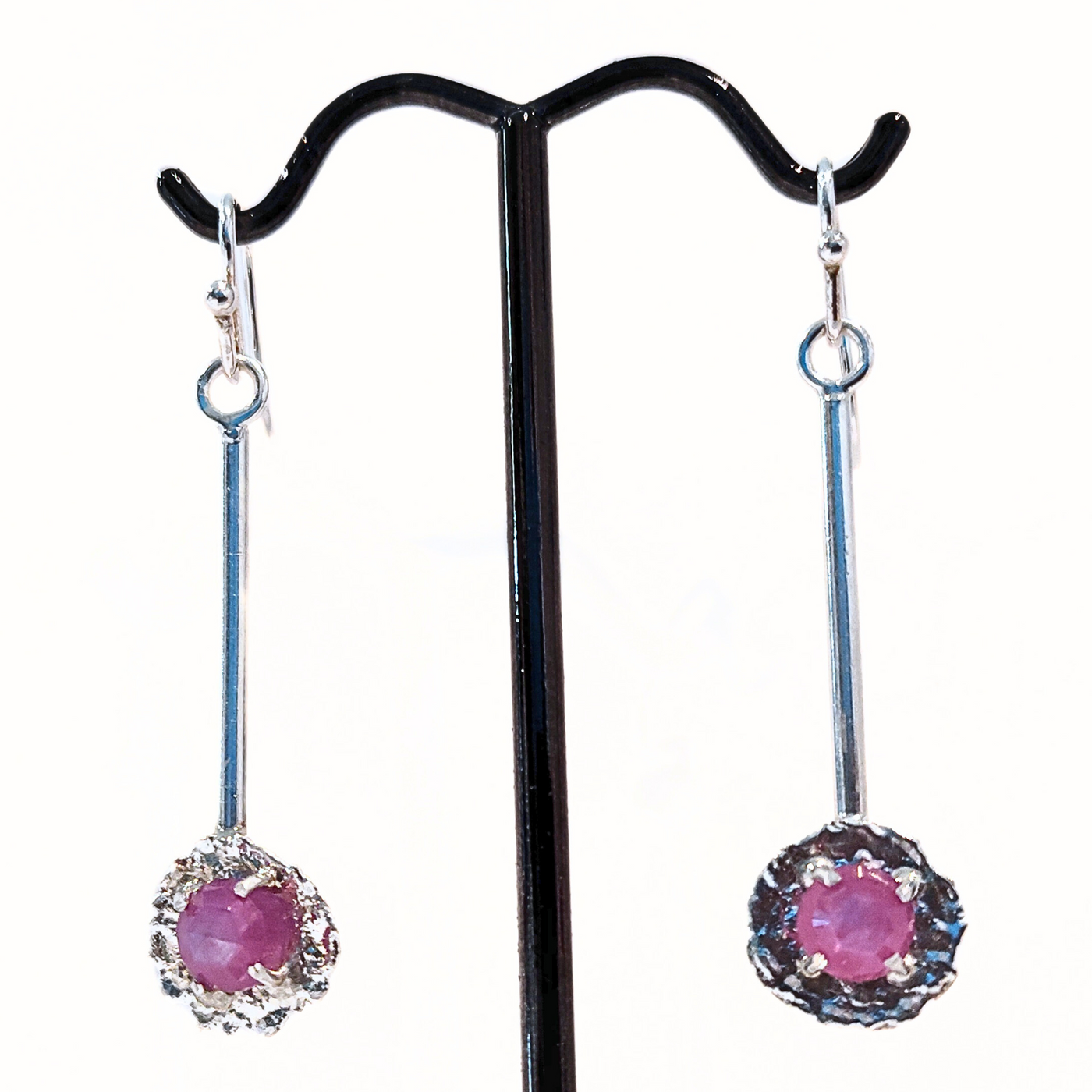DJT-048 Sterling Splat With Ruby Earrings