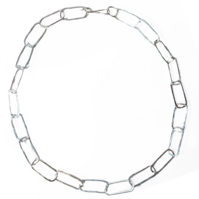 DS-429 Sterling Silver Large Paper Clip Necklace 18"