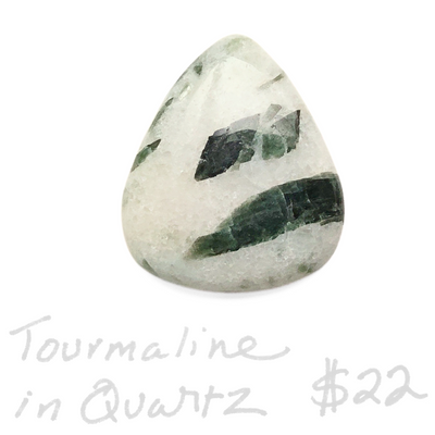 QZT-1000 Quartz with Green Tourmaline Cabochon