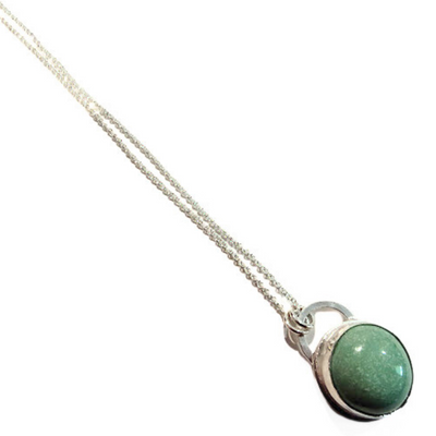 JEM-120 Round Turquoise Pendant with 18" SS Cable Chain
