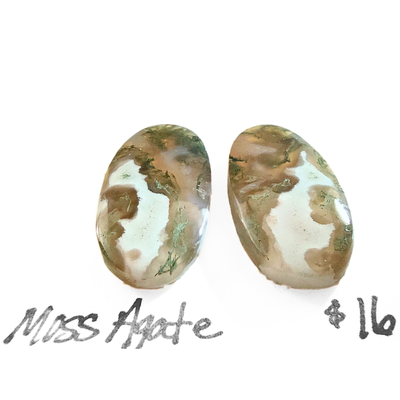 MOS-1008 Moss Agate Cab Pair