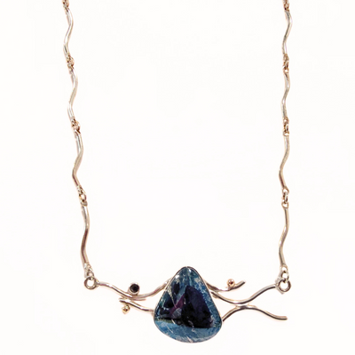 VC-092 Covellite and Sapphire 14K FS Chain Necklace