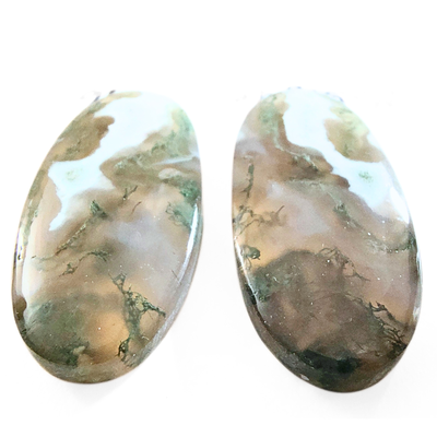 MOS-1008 Moss Agate Cab Pair