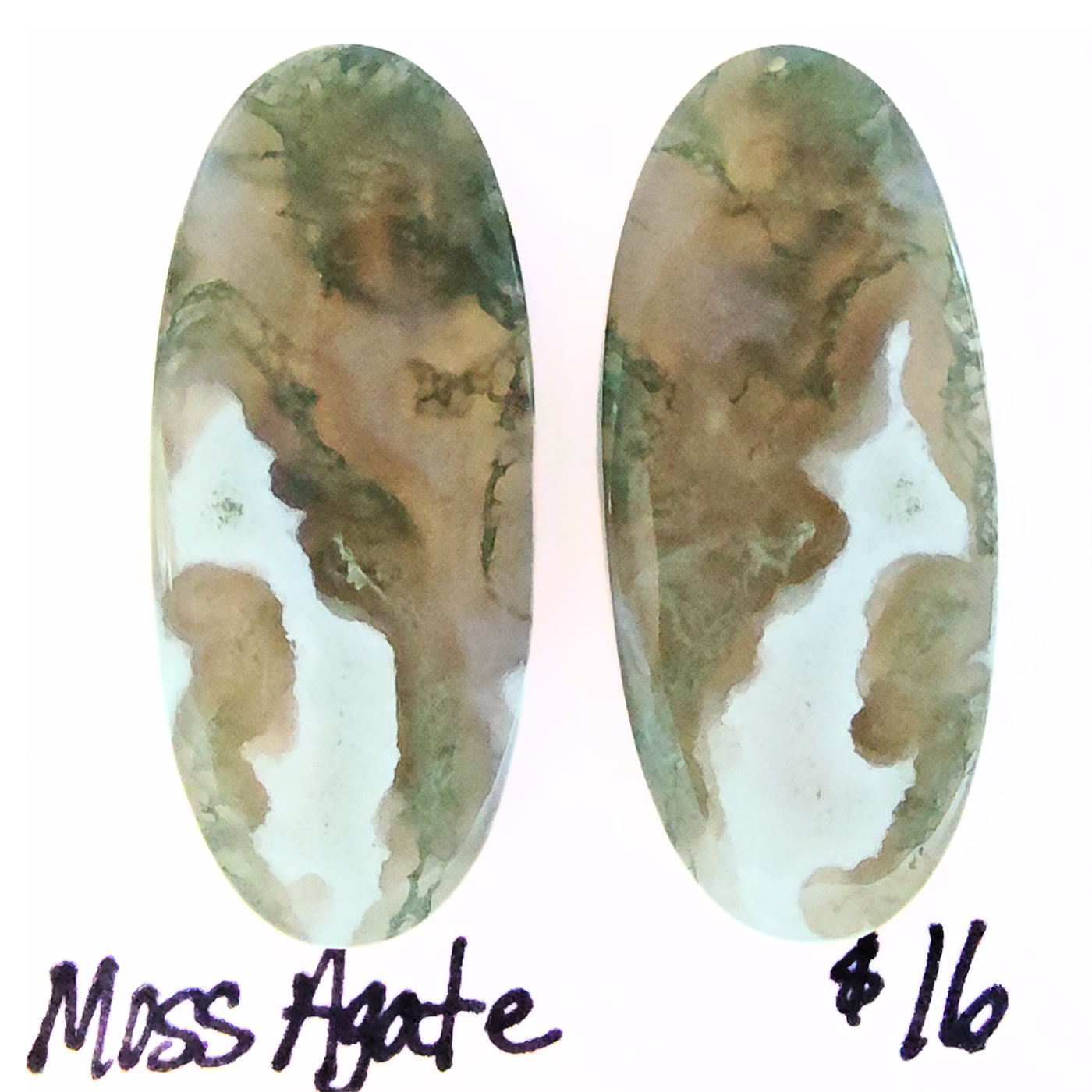 MOS-1008 Moss Agate Cab Pair
