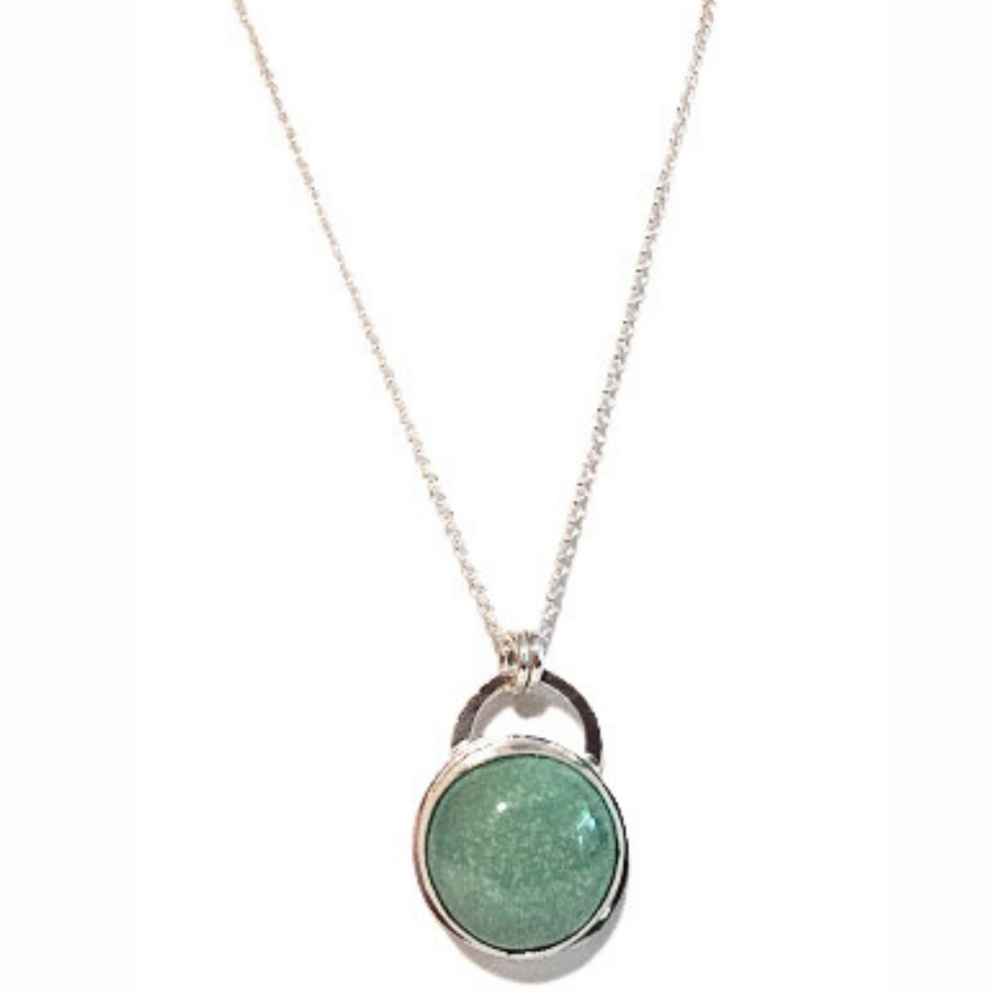 JEM-120 Round Turquoise Pendant with 18" SS Cable Chain