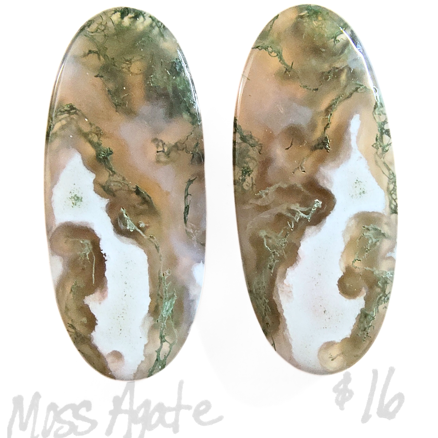 MOS-1008 Moss Agate Cab Pair