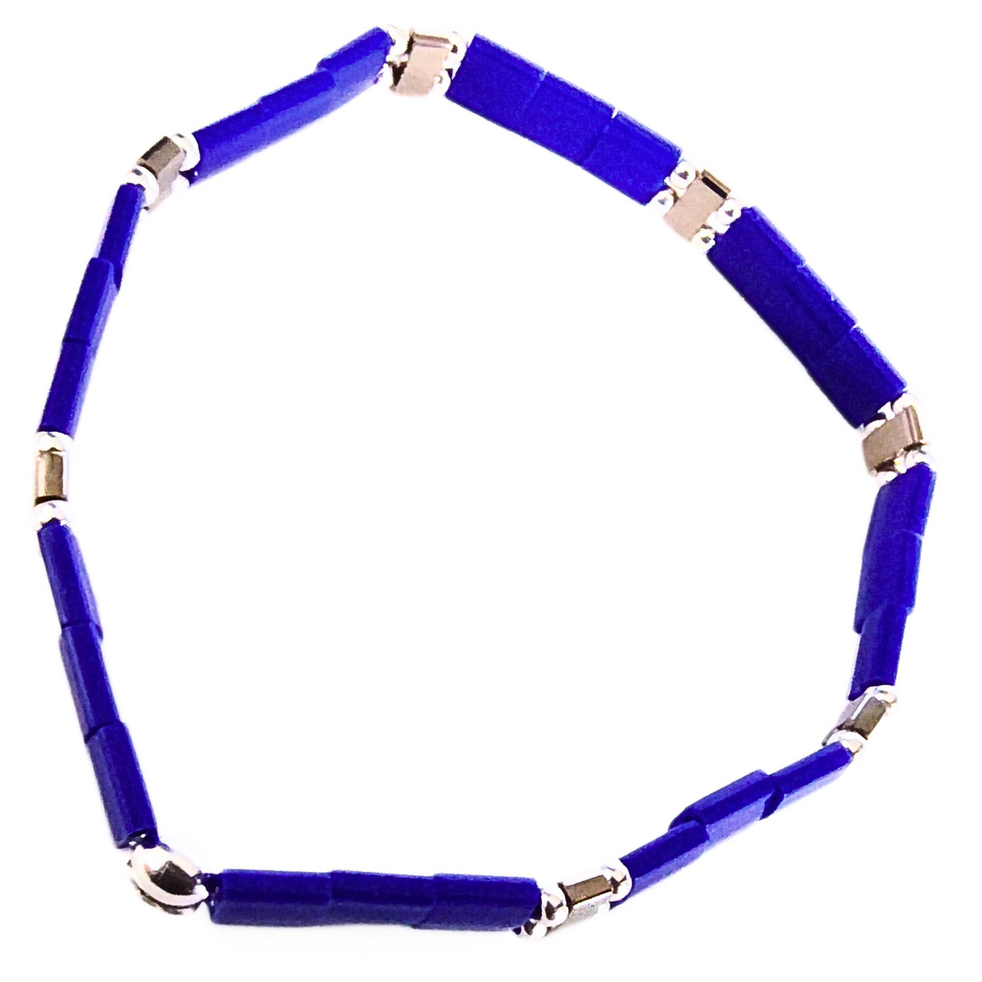 DJT-056 Miyuki Bead Bracelet Cobalt, Silver, Stretch