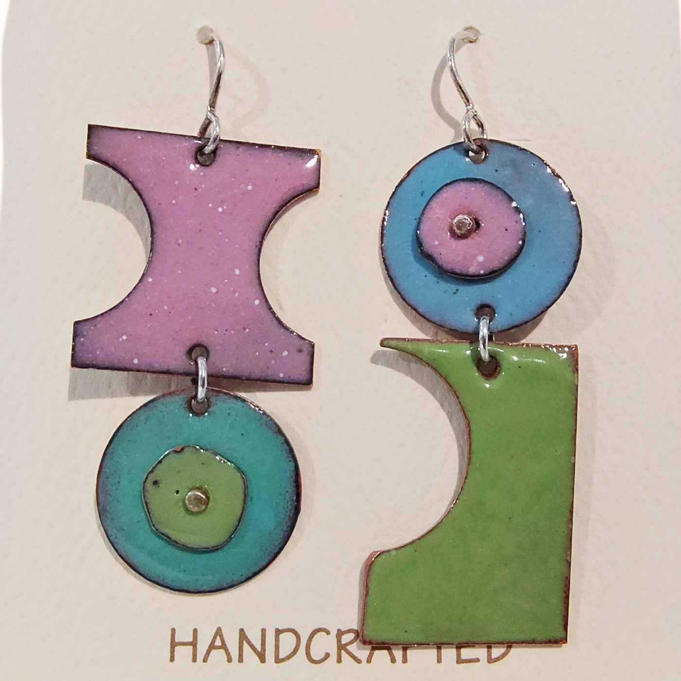 GEB-197 Purple, Green, Blue Abstract Earrings