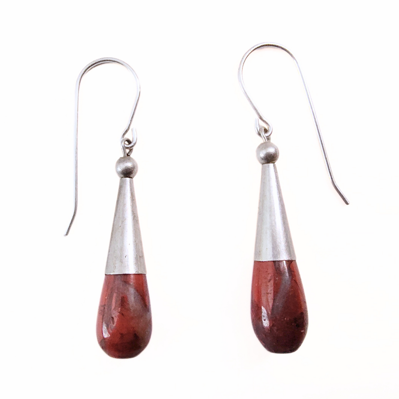 SY-330 SS Poppy Jasper Teardrop Earrings