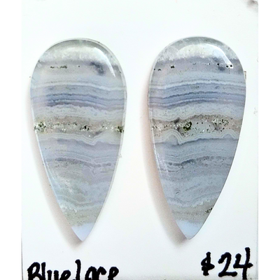 BLA-1000 Blue Lace Agate Cabochon Pair