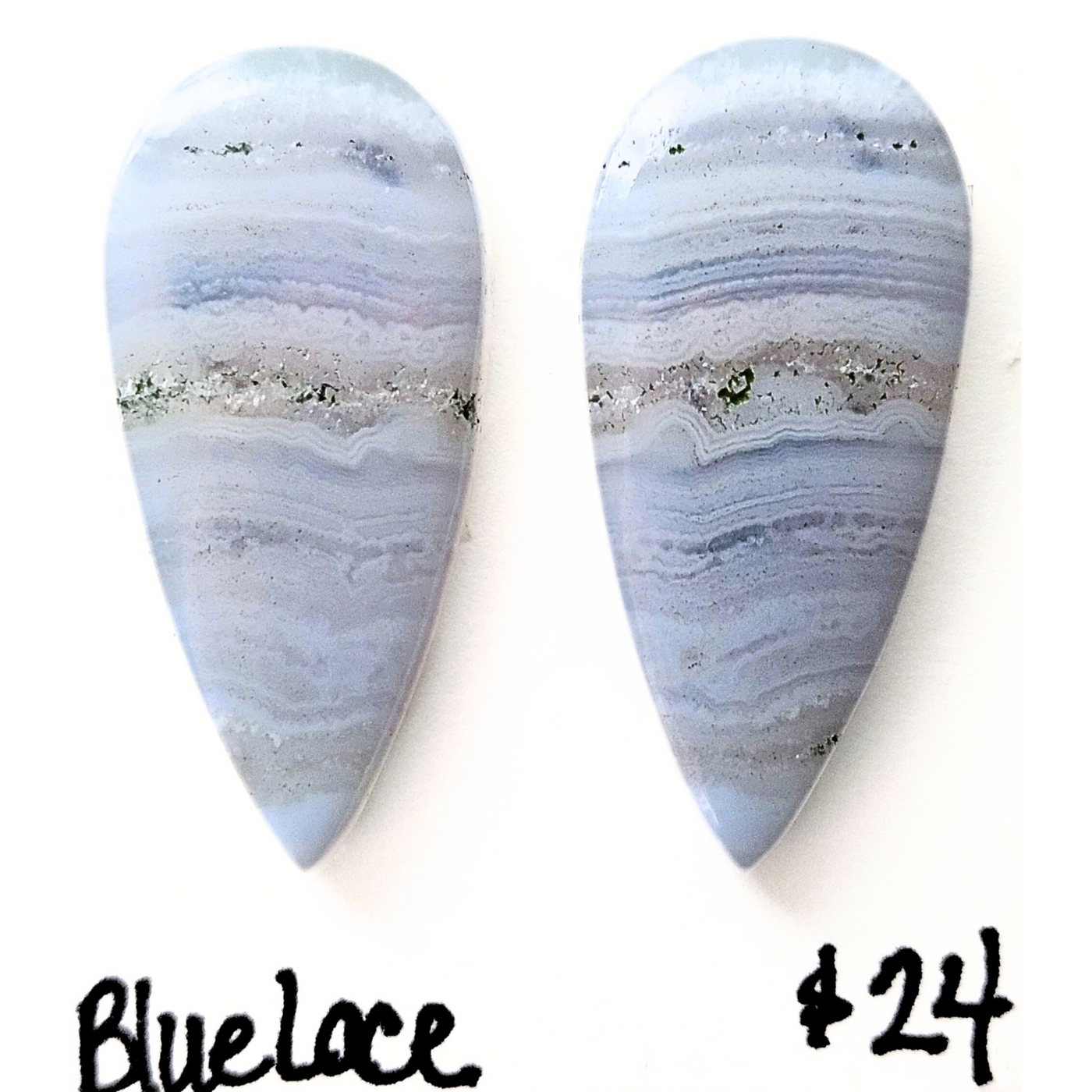 BLA-1000 Blue Lace Agate Cabochon Pair
