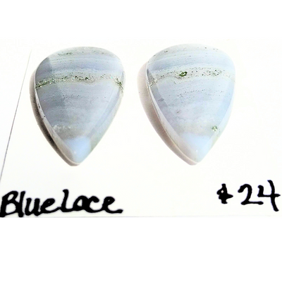 BLA-1000 Blue Lace Agate Cabochon Pair
