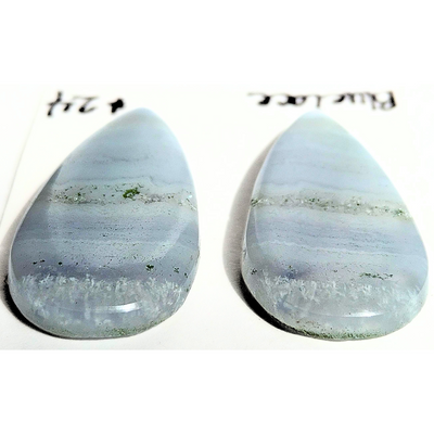 BLA-1000 Blue Lace Agate Cabochon Pair