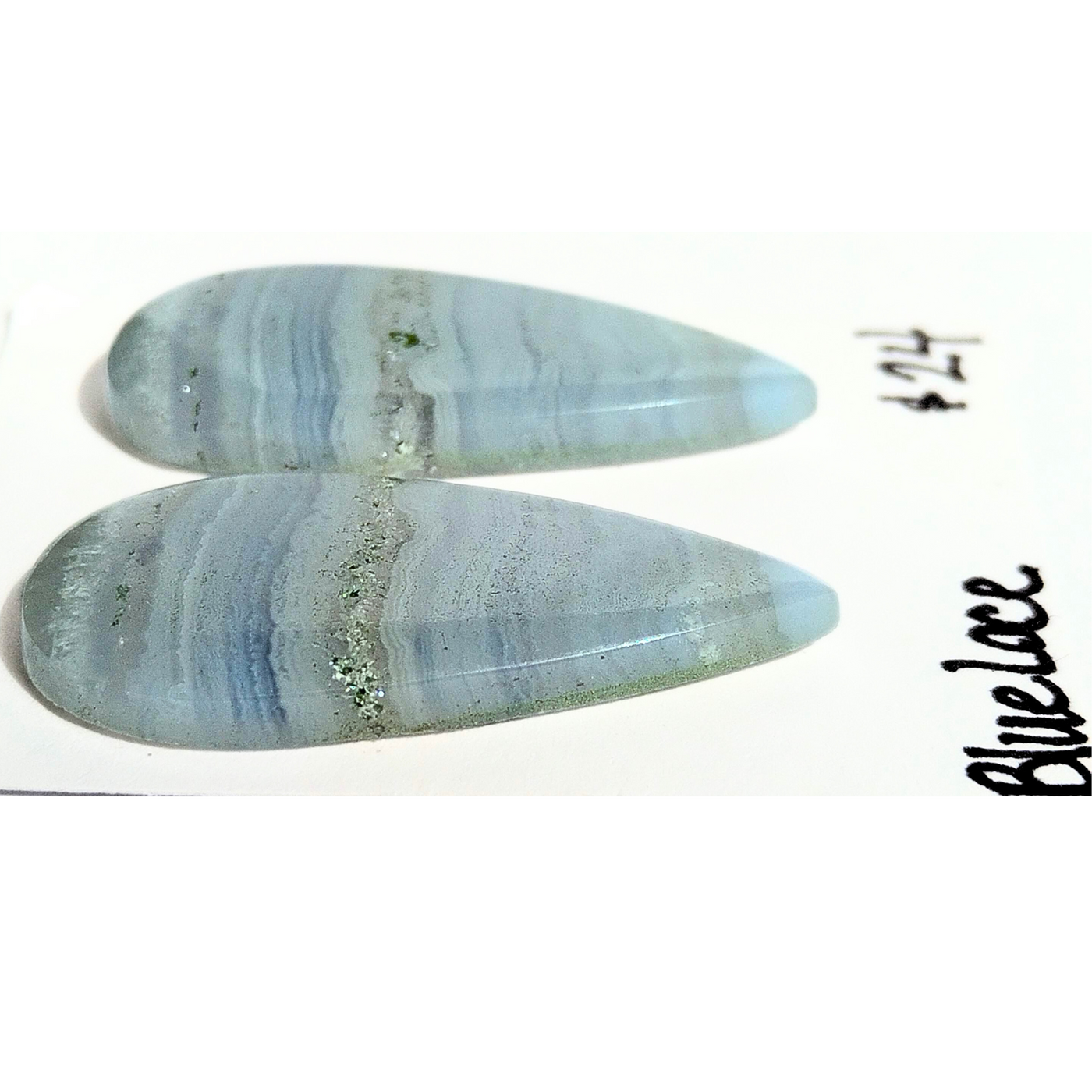 BLA-1000 Blue Lace Agate Cabochon Pair