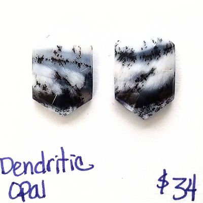 DOP-1002 Dendritic Opal Rose Cut Pair