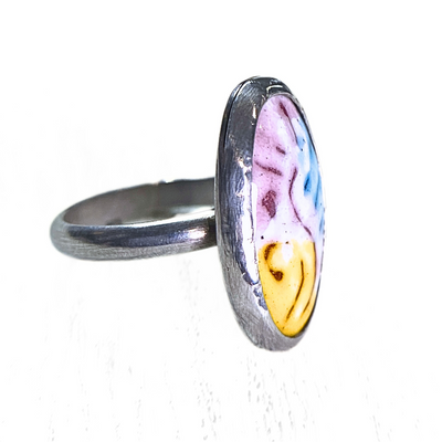 LEE-029 SS Pastel Enameled Ring