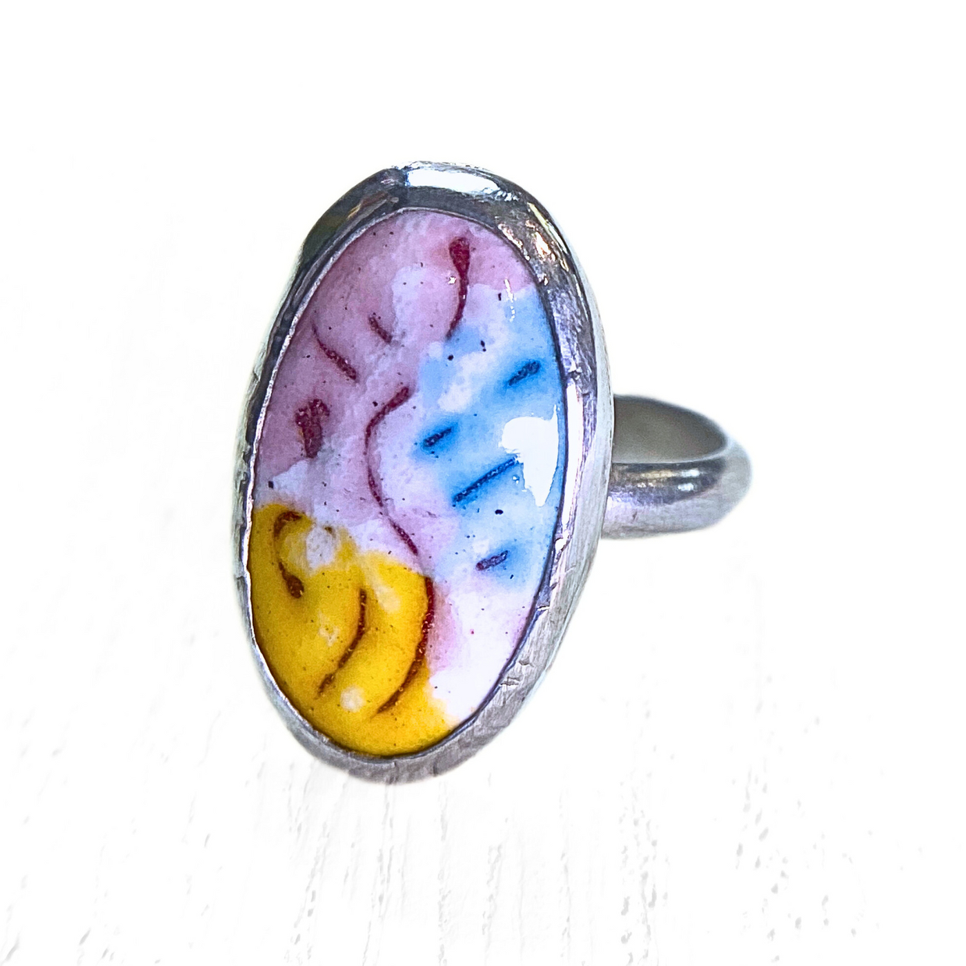 LEE-029 SS Pastel Enameled Ring