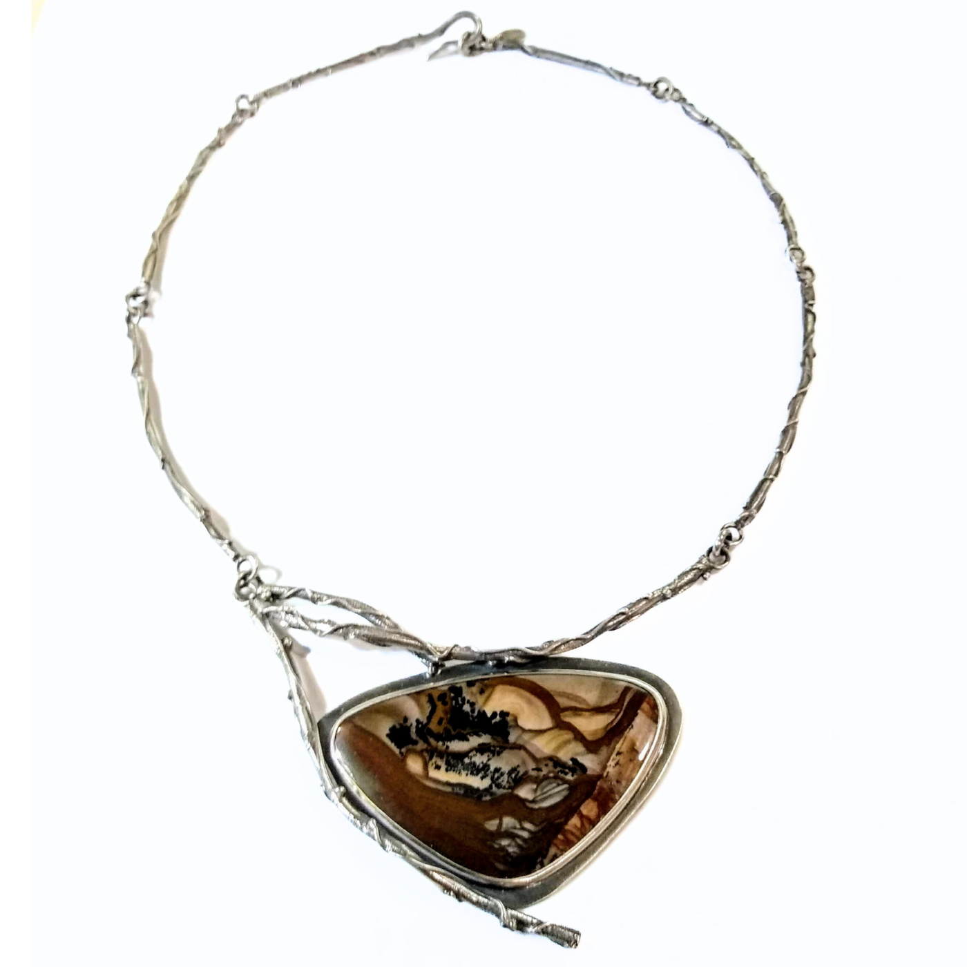 JSD-6015 Deschutes Jasper Branch Necklace, Rounded Triangle