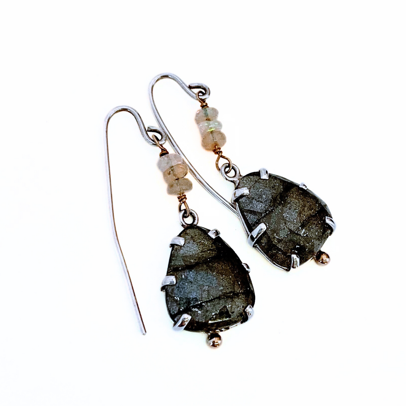 JSD-1004 SS/Gold Labradorite Opal Earrings