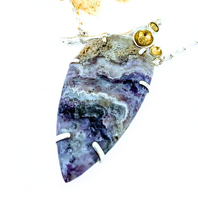 JSD-6003 Amethyst With Gold Accents Statement Necklace