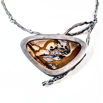 JSD-6015 Deschutes Jasper Branch Necklace, Rounded Triangle