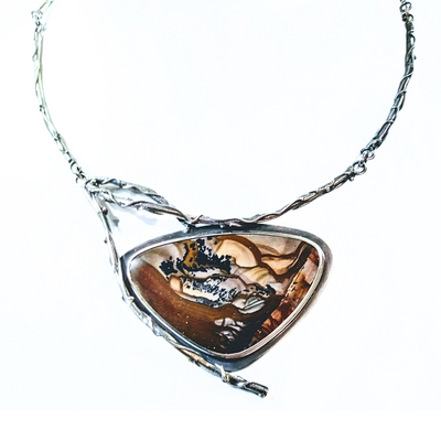 JSD-6015 Deschutes Jasper Branch Necklace, Rounded Triangle