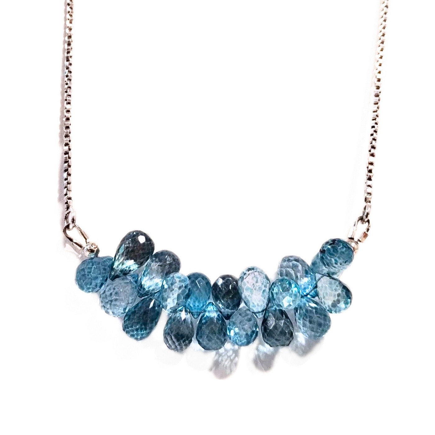 SM-321 London Blue Bead Necklace Sterling