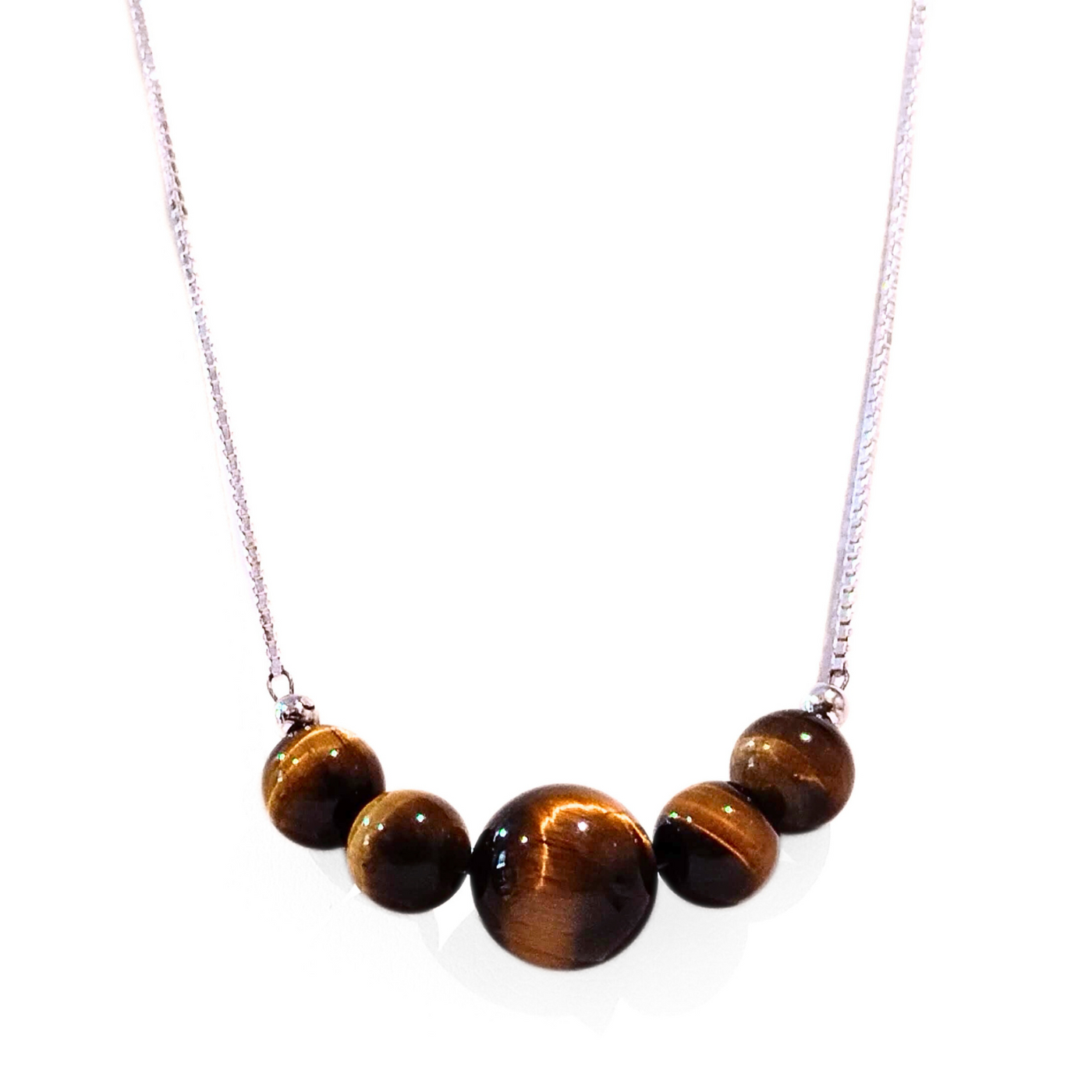 SM-324 Tiger Eye Bead 18" Necklace Sterling