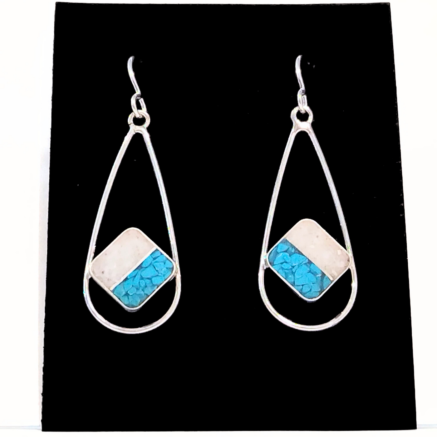 DS-358 Turquoise/ Mother of Pearl Inlay Earrings