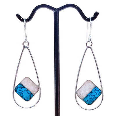 DS-358 Turquoise/ Mother of Pearl Inlay Earrings