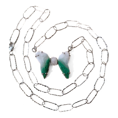 VC-103 Amazonite Butterfly Necklace Sterling