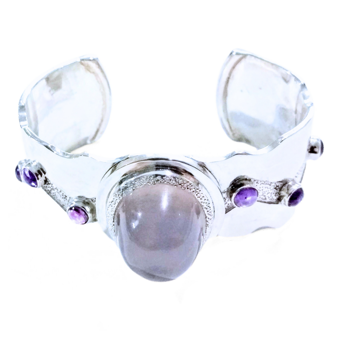 RSD-102 SS Cuff with Faint Star Rose Quartz/Amethyst