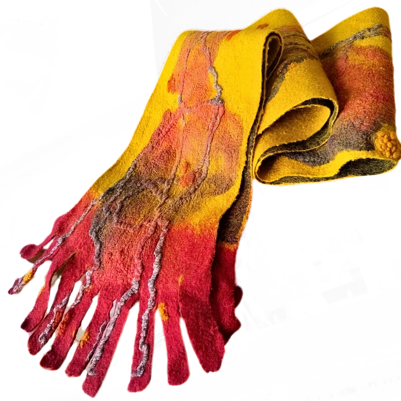 DS-372 Gold and Burgandy Felted Scarf 503