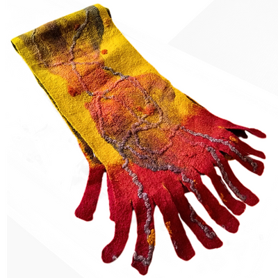 DS-372 Gold and Burgandy Felted Scarf 503