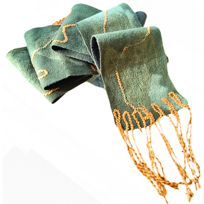 DS-373 Green Felted Wool Scarf 528