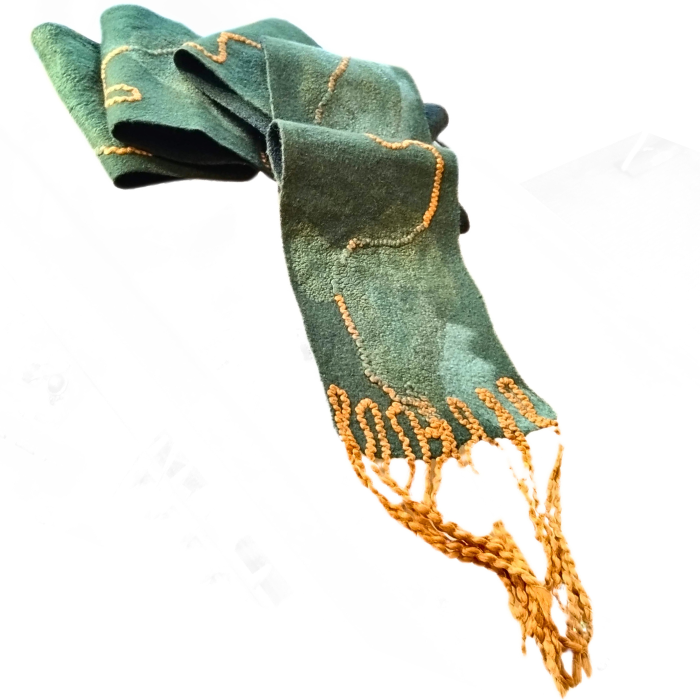 DS-373 Green Felted Wool Scarf 528