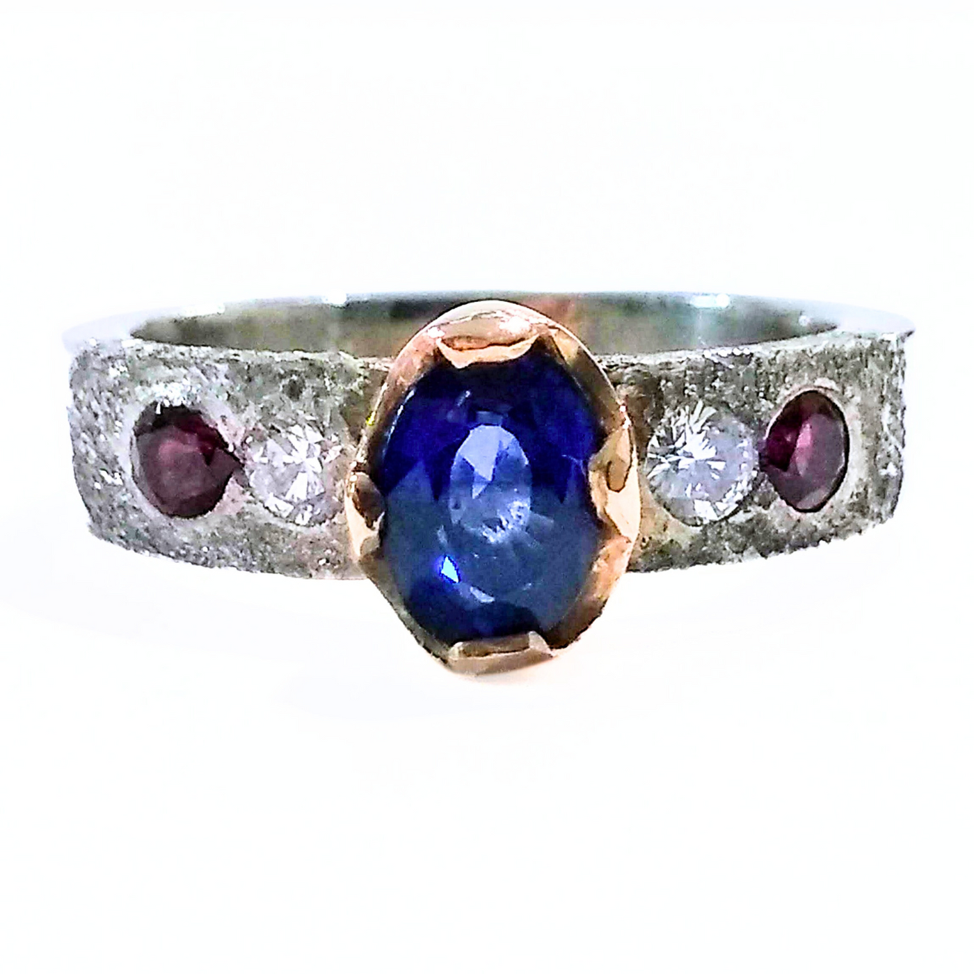 RSD-079 Plat/SS/14K Sapphire/Diamond/Garnet